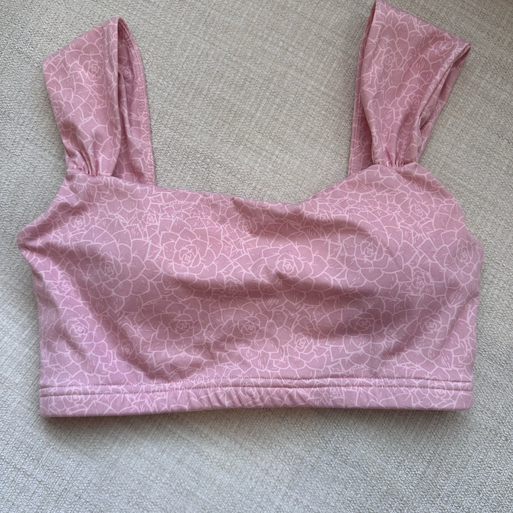Aloe Sports Bra: Eden Print Pink